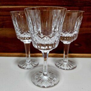 3) Atlantis Fatima Stem Wine Glasses 6" Made in Portugal cut starburst
